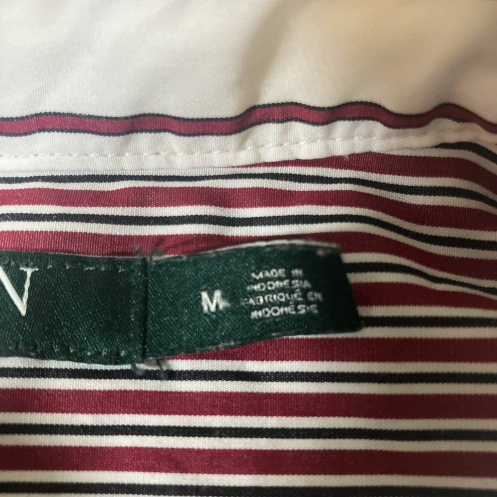 Lauren Ralph Lauren Red Striped Patchwork Long Sleeve Blouse Shirt Womens Medium - Picture 7 of 16
